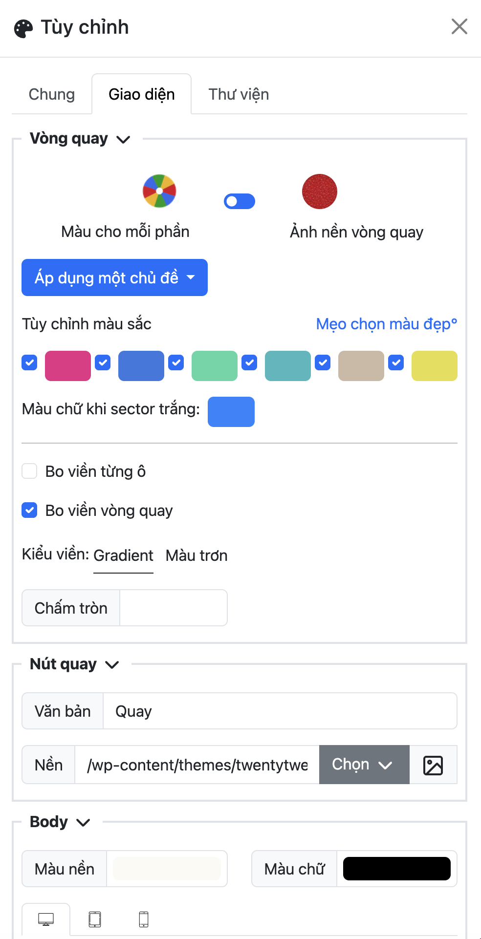 Tab giao diện