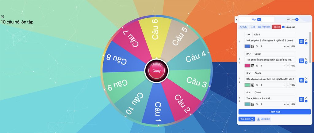 10 câu hỏi ôn tập môn toán