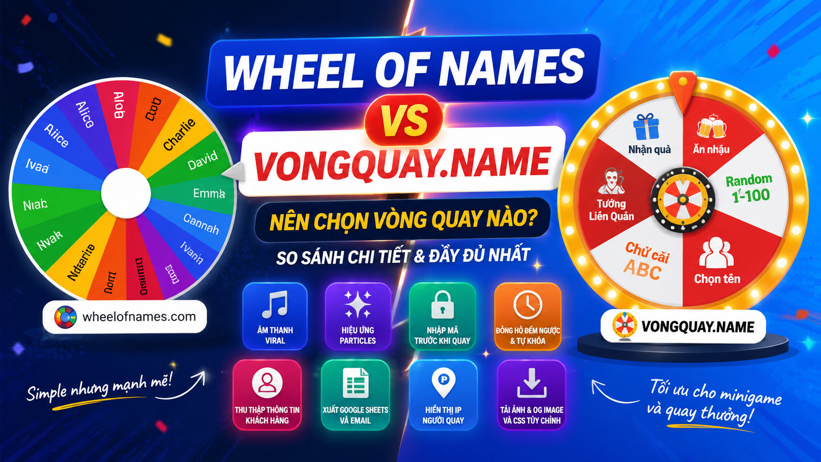 Wheel of Names vs vongquay.name: Nên chọn vòng quay nào?