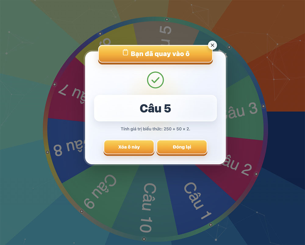Vòng quay câu hỏi về toán học