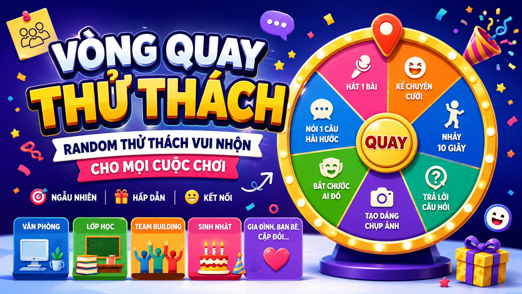 Vòng quay thử thách – Random thử thách vui nhộn cho mọi cuộc chơi